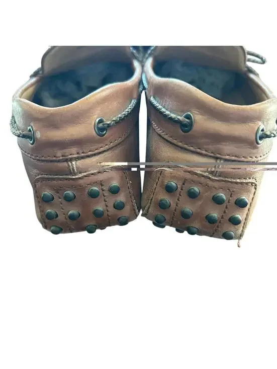 Tod’s Gommino Driving Loafers Brown Leather Tie Pebble Sole Men’s 7 Italy - Picture 8 of 9